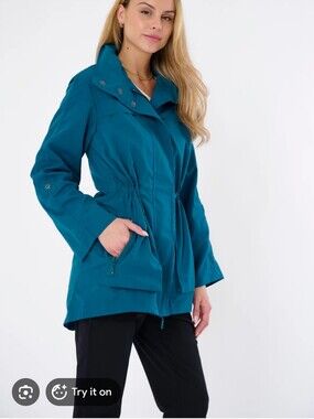 Anorak Teal Blue Women's Rain, Wing Utility Jacket - Casual Lightweigt As Is